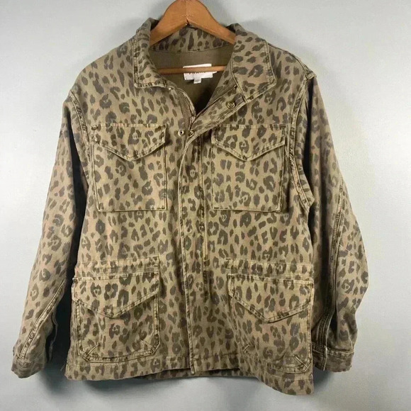 Frame Cheetah Cargo Print Service Jacket Size Small Mobwife Classic Preppy - Picture 1 of 14